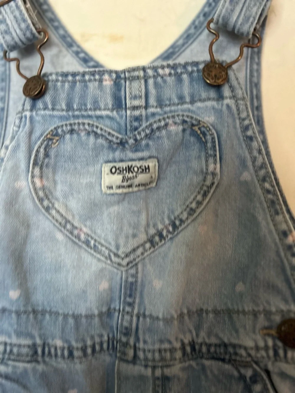 OshKosh B'gosh Light Blue Denim Kids Overalls with Heart Bib 3T